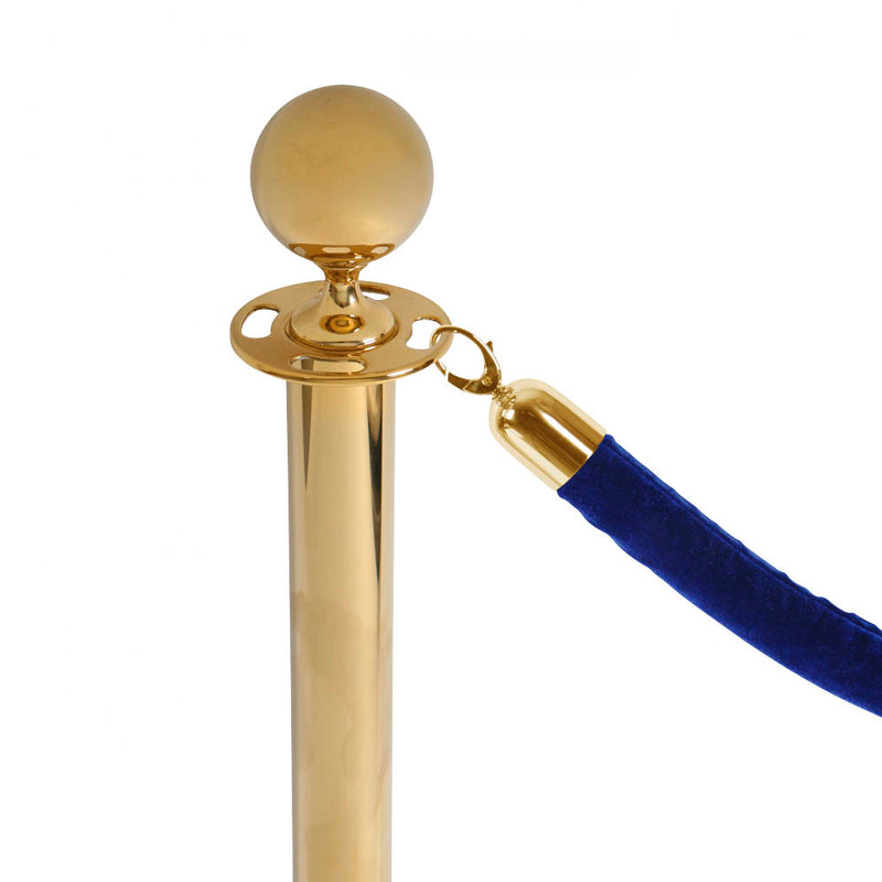 blue velvet rope with gold stanchion post