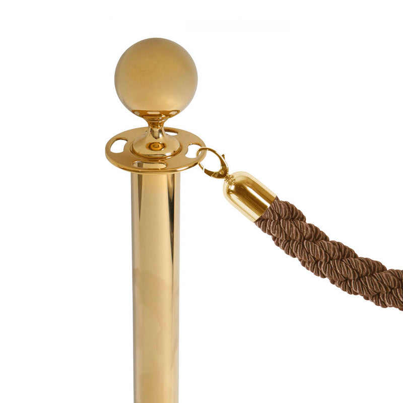 bronze twisted rope with gold stanchion post