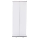 Full back view of silver economy retractable banner stand with pole visible BST-R-EC